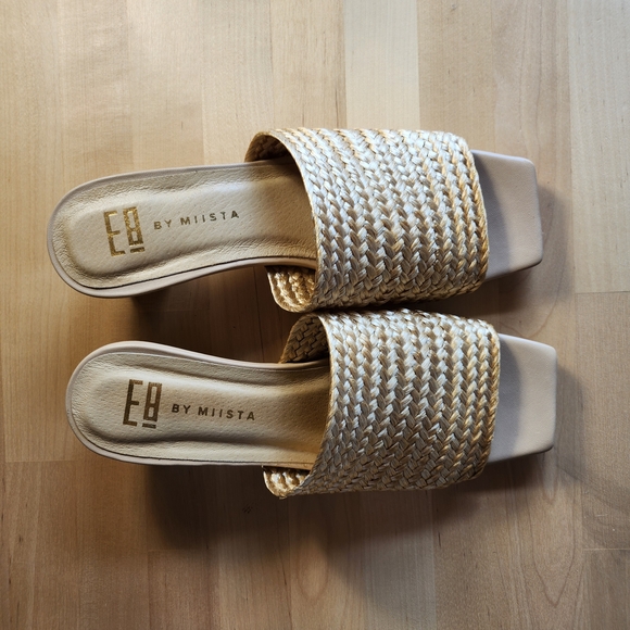 Miista Raffia Gold Square-Toe Sandals EU 38 - Picture 4 of 6
